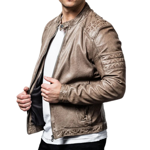 Veste en cuir véritable de haute qualité pour hommes pour l'automne et l'hiver High Street Style couleur unie avec veste de service OEM pour hommes - Product Image 2