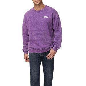 High Quality Cotton Blended Winter Collection Regular Fit Solid Acid Wash Breathable Eco-Friendly <b>Sweatshirt</b> Men Street Style - Product Image 5
