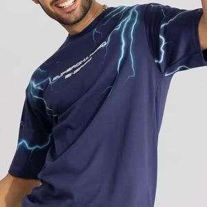 Meilleure vente bleu couleur imprimé T-Shirt pour hommes nouveauté 100% coton tissu lourd GSM grande taille Streetwear T-Shirt - Product Image 6