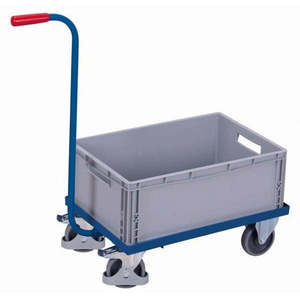 Conteneur à roulettes Variofit avec poignée et boîte en plastique, dimensions extérieures 892 x 420 x 875 mm (L/P/H), avec couvercle - Product Image 1