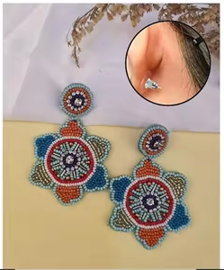 Embroidery <b>Earring</b> for Women and <b>Girls</b> Use Handmade High Quality Party Wear Embroidery <b>Earrings</b> Best Manufacturer - Product Image 4