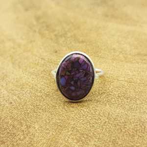 Dainty 925 Sterling Silver Bohemian Jewelry Ring Purple Mohave Turquoise Gemstone Bezel Setting Pearl Lightweight Wedding Party - Product Image 4
