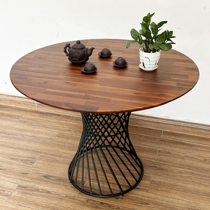 100cm Round <b>Table</b> BA68145 Melaleuca <b>Wood</b> with Round Iron Legs Kitchen & Living Room Furniture Assembled & <b>Extendable</b> - Product Image 2