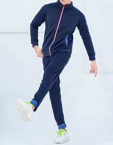 Survêtement sportif en molleton doux et respirant 100% coton pour l'hiver, confortable, épais, deux pièces, fermeture éclair, imprimé décontracté, teint - Product Image 3