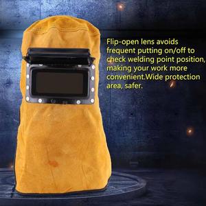 Casco de soldadura de cuero de vaca Máscara Capucha de soldadura resistente al calor Sombrero de trabajo para pulir - Product Image 3