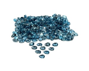 NATURAL London Blue Topaz Pear CUT Loose gemstone Lot 3*5mm ของแท้ลอนดอนบลูโทแพซร่ำรวย Ocean Blue - Product Image 1