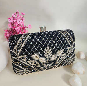 Pochette en cuir de broderie de nacre de luxe pour femmes pas cher prix fêtes de mariage soirée sac à main tissu artisanat - Product Image 5