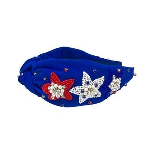 Serre-tête de luxe brodé de perles de rocaille avec motif floral coloré, fait main, orné de perles et d'une broderie élégante - Product Image 2