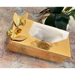 Organisateur de mouchoirs de table porte-serviettes fantaisie concepteur maison boîte à mouchoirs en métal décorative avec boîte à mouchoirs en feuille de grenade à vendre - Product Image 1