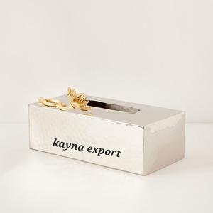 Boîte à mouchoirs moderne de luxe en acier inoxydable Branche de fleurs en laiton plaqué or pour hôtels et restaurants à des tarifs abordables et réduits - Product Image 3