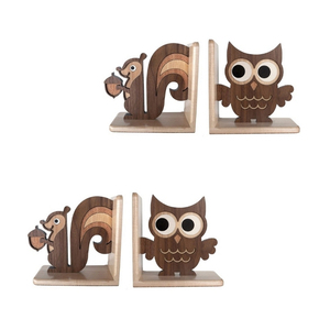 100% madera Natural hecha decorativa mesa de escritorio estantería organizador últimos sujetalibros de madera acentos para la decoración del hogar de la habitación de los niños - Product Image 4