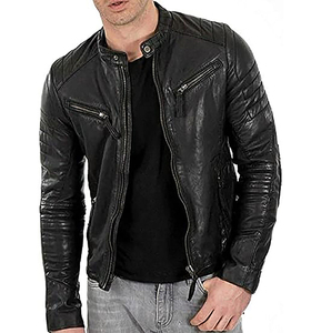 Chaqueta de motorista con cremallera, chaquetas de cuero transpirables antiviento para hombre, chaqueta de cuero para otoño e invierno, chaqueta clásica para hombre - Product Image 1