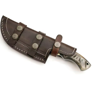 Cuchillo de caza Bowie hecho a mano con acero de Damasco personalizado, mango marrón y negro, 10 pulgadas de largo total, para supervivencia, PRESTIGE BLADES - Product Image 4