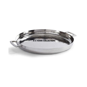 Bandeja DE SERVICIO DE mejor diseño elegante color plateado martillado con asas de hojas florales para plato de decoración del hogar - Product Image 2