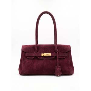 Bolso de Hombro de Cuero Gamuza Genuino AP IDEA MODA, Estilo Bohemio Vintage para Dama, Dos Asas, Cierre con Candado, Uso Diario, Hecho en Italia - Product Image 4