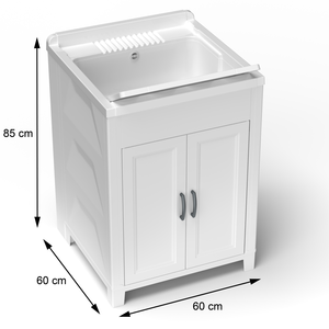 Mueble Lavabo de Resina para Interiores y Exteriores de 60x60x85 cm, Equipo de Lavandería Comercial - Product Image 2