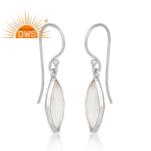 Handmade Designed Fine Sterling <b>Silver</b> Natural Crystal Quartz Gemstone <b>Dangle</b> <b>Earring</b> Jewelry Manufacturer - Product Image 3