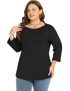 เสื้อยืดผู้หญิงแฟชั่นใหม่ไซส์ใหญ่พิเศษเสื้อยืดสีพื้นทรงหลวม - Product Image 5