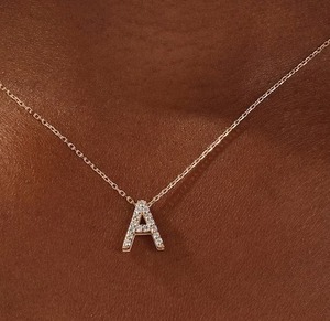 Collar inicial de moissanita para su collar de letras Collares personalizables para hombres Mujeres Regalo para ella - Product Image 2