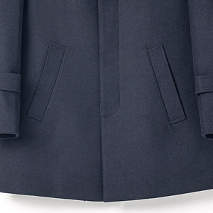 Manteau long en laine pour homme, coupe ajustée, personnalisable, 100% haute qualité, respirant, bleu marine, avec garniture en vraie fourrure de renard, col classique - Product Image 3