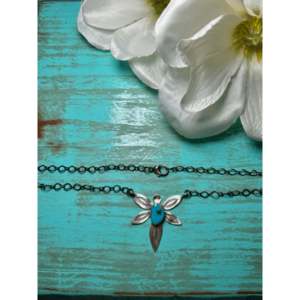 Collier en turquoise égyptienne et argent sterling, fabrication Navajo, objet culturel de collection - Product Image 2