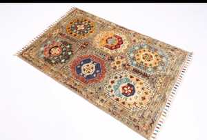 พรมทอมือสไตล์ตุรกีสีสันสดใสลวดลายแอบสแตรกขนาด9x12สีฟ้าปรับแต่งได้สำหรับทุกห้อง - Product Image 3