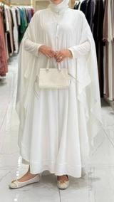 Abaya Moderna de Manga Larga con Cuello Barco y Frente Abierto para Mujer, Tejido Elástico Suave, Transpirable, de Secado Rápido, Ligero y Largo hasta el Suelo - Product Image 3