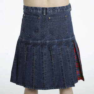 Pantalón Híbrido de Mezclilla con Pliegues de Tartán, Kilt Escocés Moderno y Único para Hombre con Correas Ajustables - Product Image 5