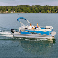 Bateau ponton de luxe Rive&Sea de 23 pieds pour 10-14 passagers, à un seul pont, en alliage d'aluminium de haute qualité, avec cabine de change et équipement de pêche