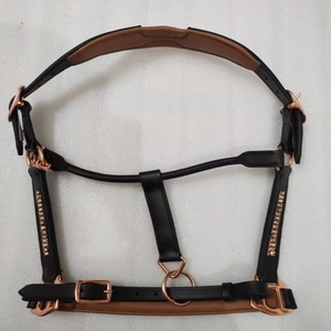 Beautifully shaped custom made crystals decorative <b>padded</b> leather horse halter in full cob over size at factory price India - Product Image 2