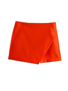 Shorts d'été décontractés taille haute pour femmes, fermeture éclair, uni, teinture écologique, anti-froissement, culottes asymétriques cargo en polyester - Product Image 3