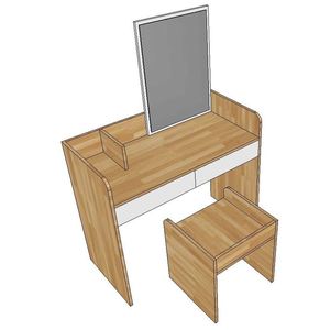 Modern Wood Panel <b>Makeup</b> <b>Vanity</b> Set SFBTD008 - Product Image 2