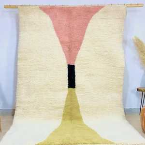 Alfombra de lana de diseño Vintage marroquí de alta venta alfombra anudada a mano antideslizante algodón abstracto decoración del hogar sala de estar al por mayor - Product Image 1