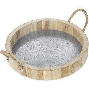 Durable Metal Galvanized <b>Food</b> Serving <b>Tray</b> with Rope Handles Best Quality for Restaurants and Home Elegant <b>Food</b> Serving Solution - Product Image 1