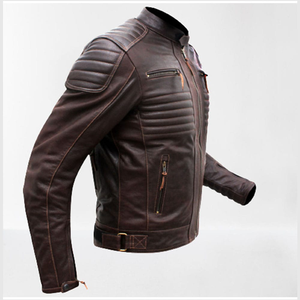 Wholesale Men Fashion <b>Leather</b> <b>Jackets</b> Men Fashion <b>Genuine</b> <b>Leather</b> <b>Jacket</b> Fashion Cool Zipper <b>Leather</b> Wearing <b>Jacket</b> - Product Image 6