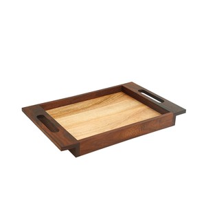 Plateau en bois artisanal avec charme rustique Finition naturelle Accessoire élégant polyvalent Plateau décoratif fait main - Product Image 1