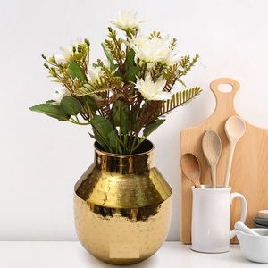 Florero de hierro de estilo Vintage de lujo, diseño martillado oscuro, maceta decorativa de mesa de oficina Para Boda y decoración del hogar - Product Image 5