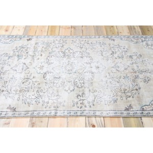 Tapis vintage 4,1x7,7 pieds, tapis turc, tapis en laine vert et marron à motifs floraux - Product Image 3