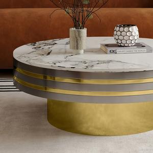 New Eco-Friendly Modern <b>Round</b> Coffee <b>Table</b> Set with Metal Frame and Marble <b>Top</b> Living Room Furniture - Product Image 4