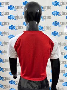 Merry Christmas Baseball Print Crop Top Slim Fit Blusa roja blanca con tejido de punto Camiseta con mangas raglán - Product Image 5