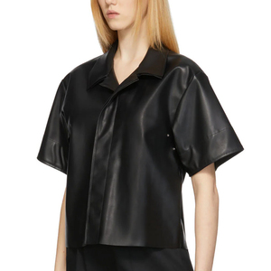 Camisas de Cuero Genuino Casuales y Elegantes para Mujer Hechas en Fábrica al por Mayor, Camisas de Cuero PU de Alta Calidad para Mujer - Product Image 5