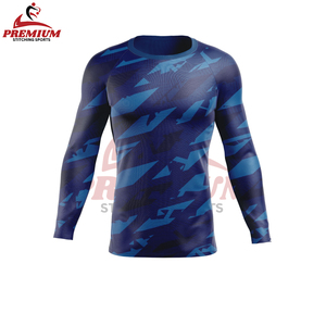 Hombres de manga larga Rash Guard Color sólido de secado rápido transpirable Fitness Wear cómodo para la venta - Product Image 4