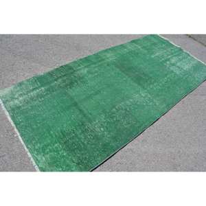 พรมตุรกีโบราณแบบทันสมัยขนาดใหญ่3.9 x 8.2ft สีเขียวปะต่อวัสดุขนสัตว์ยางสำหรับห้องโถงสี่เหลี่ยมผืนผ้าห้อง3900ชุด - Product Image 2