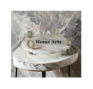 Support à gâteau en marbre de conception fantastique avec support à gâteau en forme de rectangle de qualité supérieure à 4 pieds en métal pour un usage domestique - Product Image 3