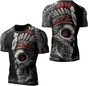 Camisa de compresión de manga corta Rush Guard personalizada con logotipo personalizado hecho al por mayor Spandex para hombres y niños 2025 - Product Image 2
