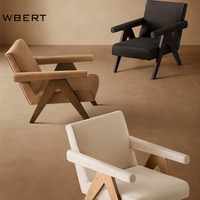 Fauteuil pivotant de salon en tissu et bois massif de chêne, style moderne américain, pour hôtel, villa, appartement
