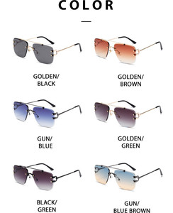 Logo personalizzato 2025 moda retrò <span class=keywords><strong>in</strong></span> metallo metallo grande montatura occhiali da sole UV400 quadrati senza montatura occhiali da sole uomo donna - Product Image 5