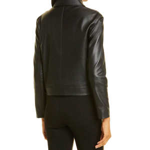 Veste en cuir véritable matelassée respirante de haute qualité pour femme, coupe-vent avec doublure polaire, couleur personnalisable, vente en gros - Product Image 3