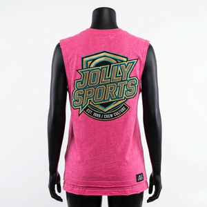 Camiseta sin mangas para mujer, 190 GSM, algodón jersey premium, tela suave al tacto, color rosa, logotipo bordado, camisetas de algodón sin mangas para mujer - Product Image 2