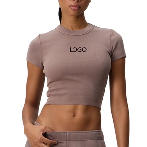 Camisetas Cortas para Mujer, Mezcla de Algodón de Alta Calidad, Ajuste Elástico, Diseño Transpirable para Mayor Comodidad / Color Sólido, Diseño Económico 2026 - Product Image 1